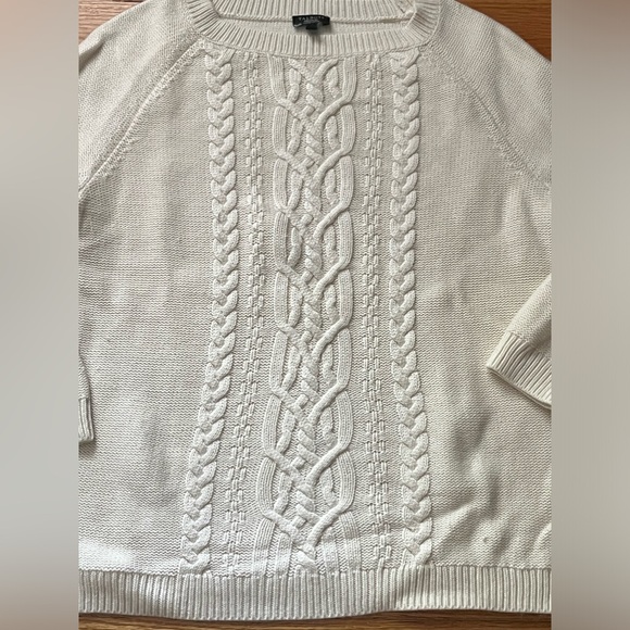 Talbots Woman Petites Size 1X (Large Regular?) Cable Sweater - Picture 2 of 6